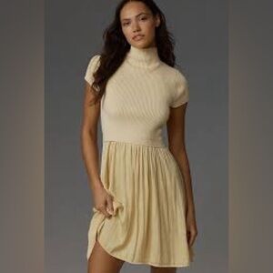 Anthropologie The Thea Short Sleeve Twofer Mini Dress Yellow